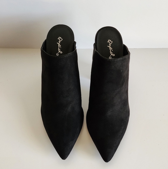 Qupid Women's Casual Black Suede Mules Heel Size 10 - Picture 4 of 9